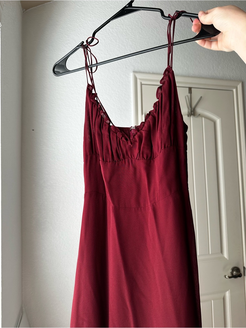 Reformation Burgundy Maroon Strappy Slip Ruffle Maxi Dress size 0 - Picture 13 of 15